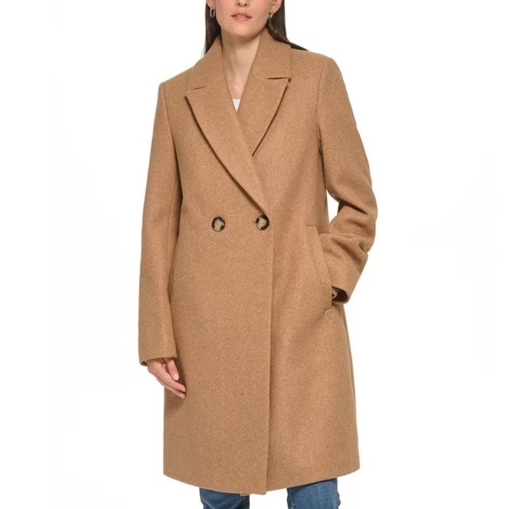 DKNY Women’s Camel Wool Blend Fashion Coat XL
